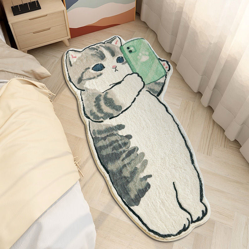 Cartoon Cat-Shaped Area Rug Bowlift