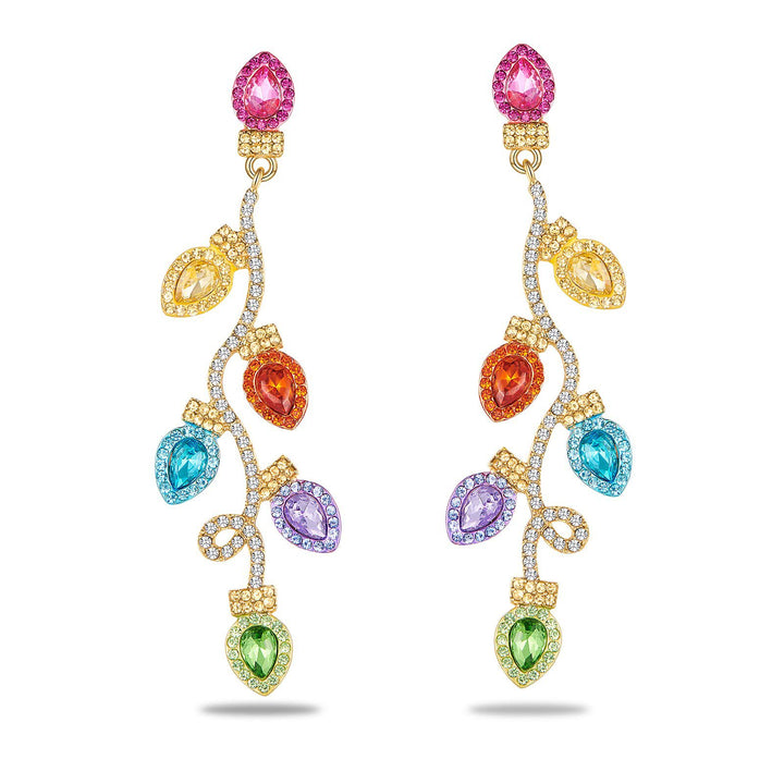 Colorful Gemstone Floral Drop Earrings Bowlift