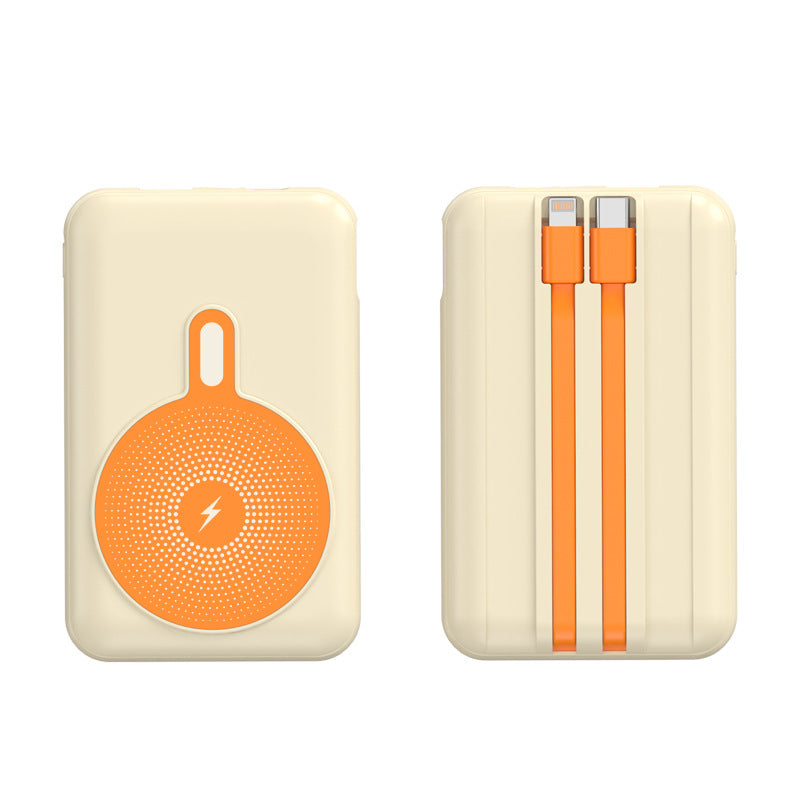 Portable power bank with integrated fast charging function and wireless charging option Bowlift