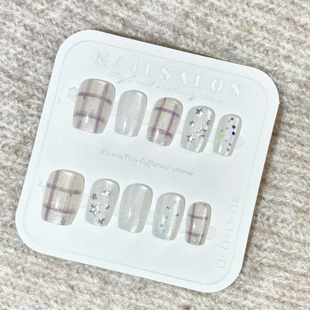 Glamorous Star-Design Press-On Nail Art Set