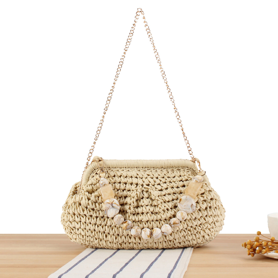 Braided Clutch with Pearl Accent Bowlift