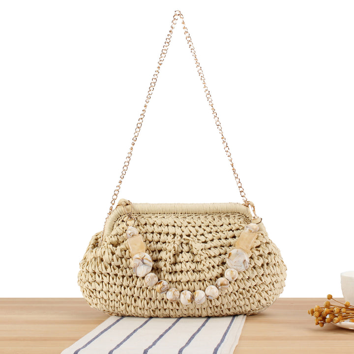 Braided Clutch with Pearl Accent Bowlift