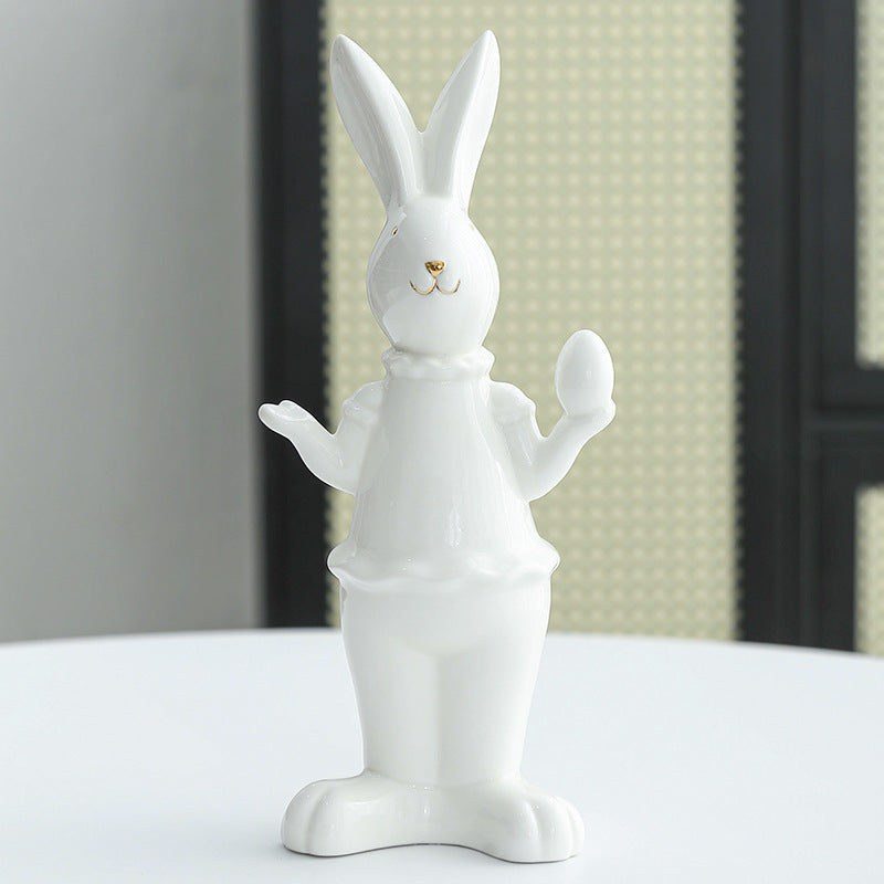 Decorative Ceramic Bunny Figurine Bowlift