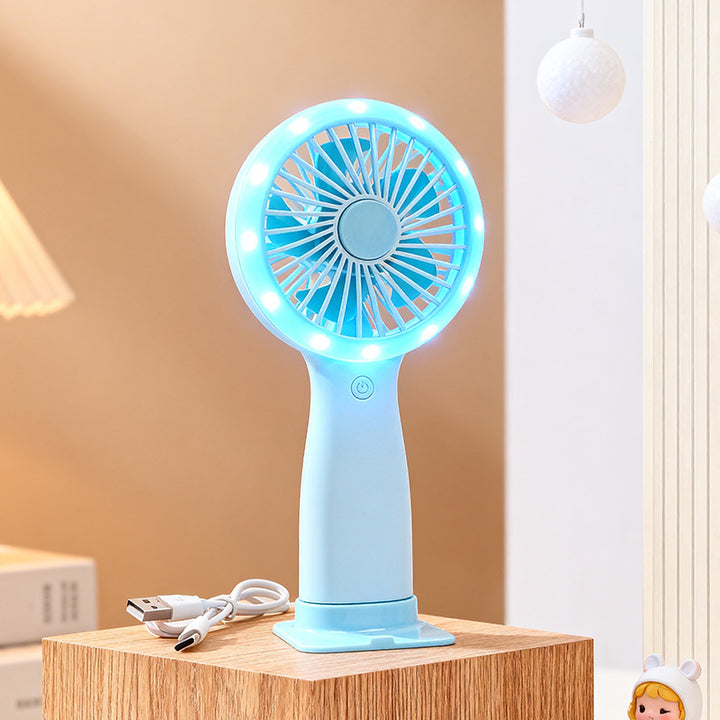 Ladies portable hand fan with LED lighting and USB connection Bowlift