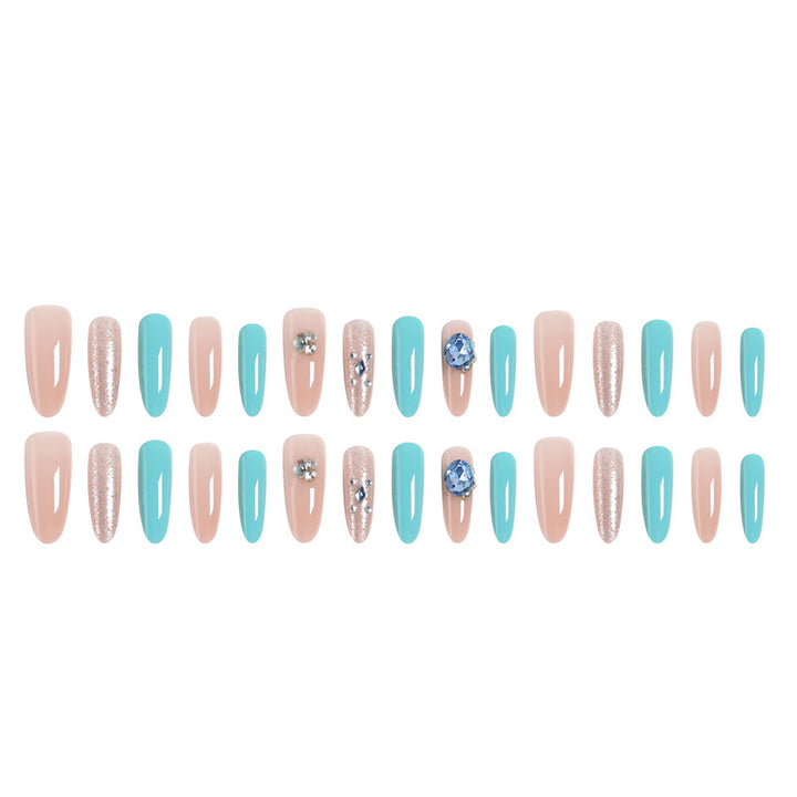Artificial nail set with glamorous 3D applications and sparkling design Bowlift