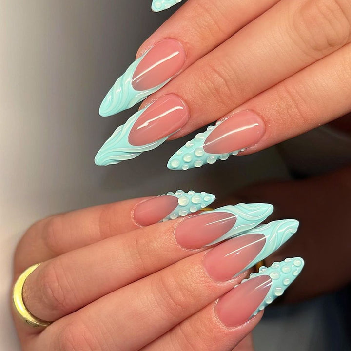 Artistic Textured Press-On Nail Art Bowlift
