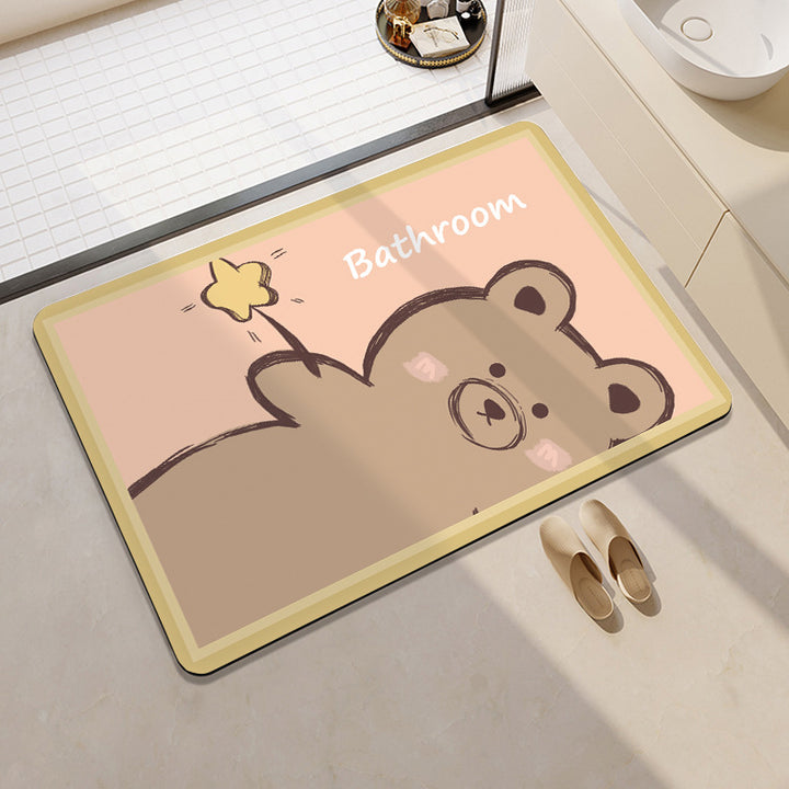 Cute Cartoon Bear-Themed Bath Mat Bowlift