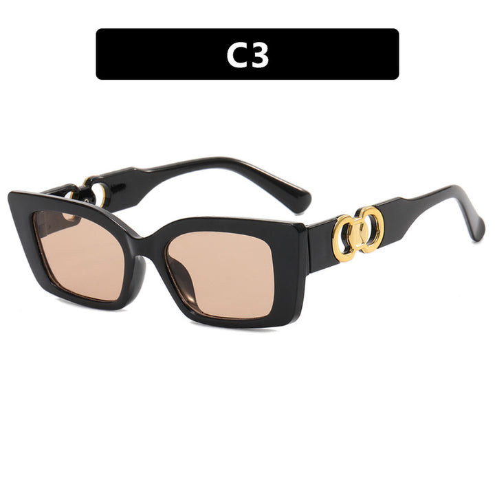 Women's fashionable square sunglasses with golden embellishments Bowlift