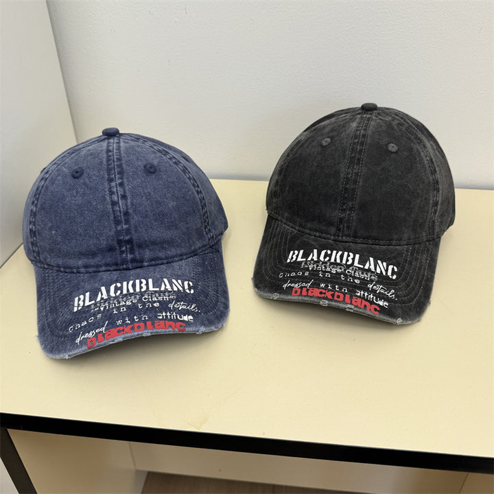 Men's Distressed Graphic Denim Cap Bowlift