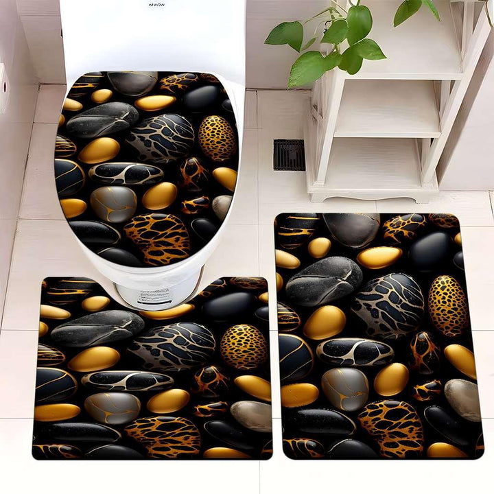 Decorative Rock and Butterfly Bathroom Mat Set Bowlift