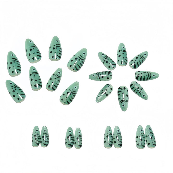 Creative animal motif artificial nails with glitter effects Bowlift