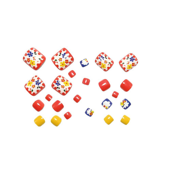 Artificial nail set with colorful floral pattern Bowlift