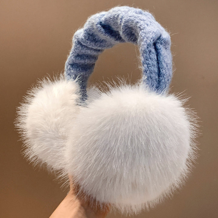 Plush Faux-Fur Round Earmuffs with Quilted Cable-Knit Headband Bowlift