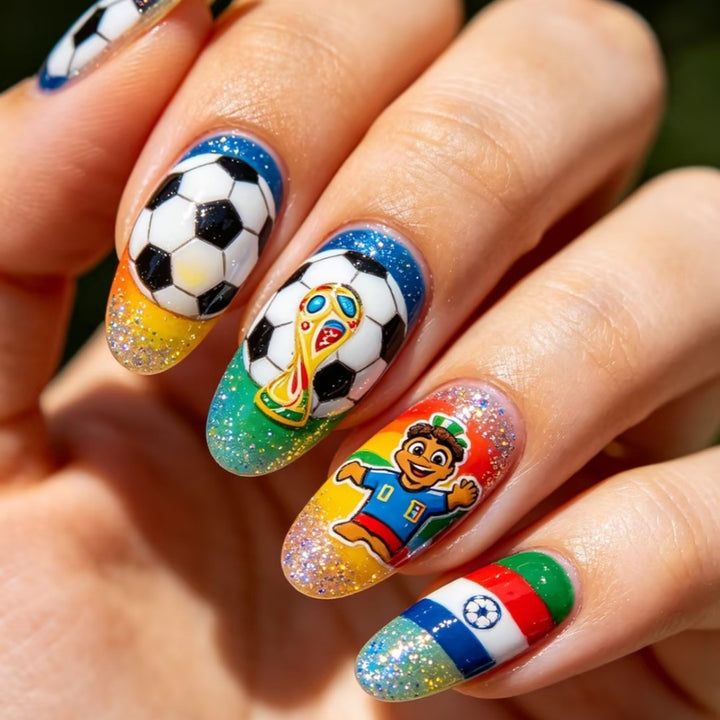 Artificial nails in football motif design Bowlift