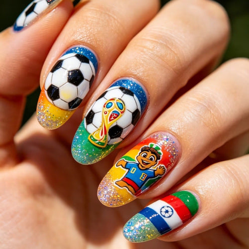 Artificial nails in football motif design Bowlift