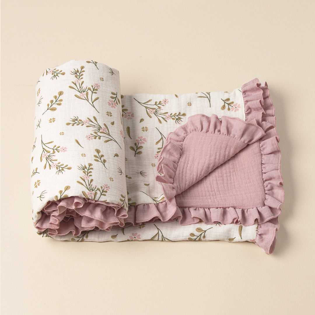 Soft Muslin Baby Blanket with Frill Edging Bowlift