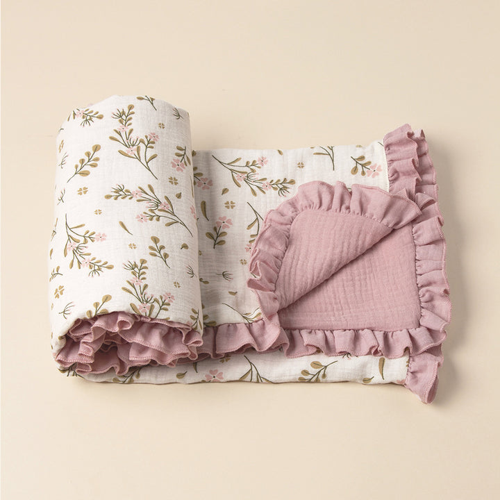 Soft Muslin Baby Blanket with Frill Edging Bowlift