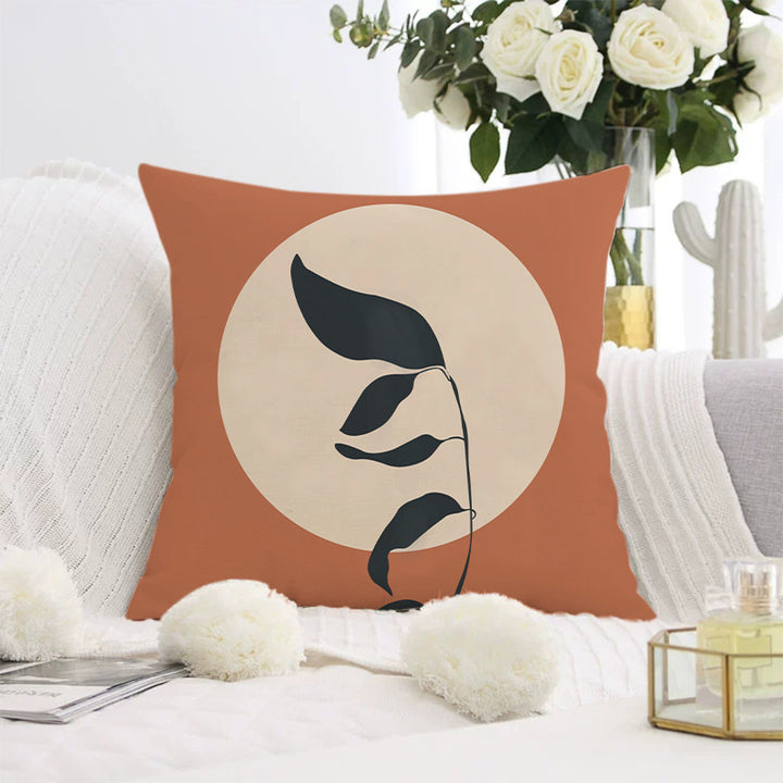 Decorative square pillow cover with abstract line drawing and cotton-linen mix Bowlift