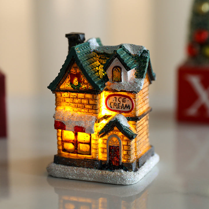 Decorative LED Village House Figurine Bowlift