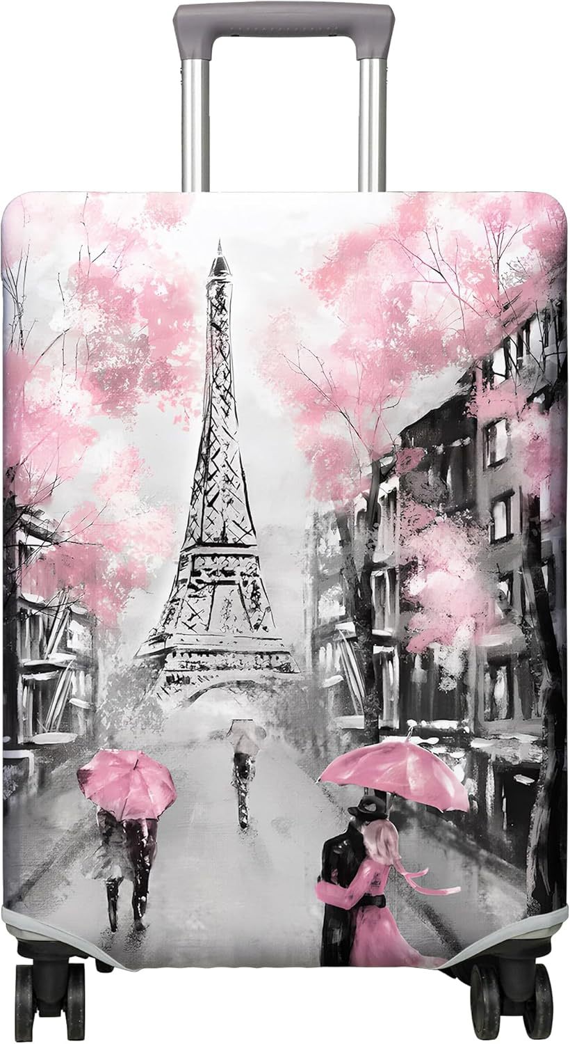 Unisex non-elastic suitcase cover with Paris motif and water-repellent stretch fabric for trolley Bowlift