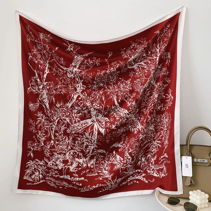 Women's silk scarf in elegant botanical design Bowlift