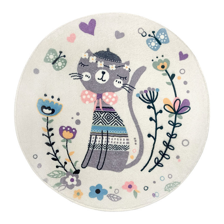 Rabbit-Themed Round Area Rug Bowlift