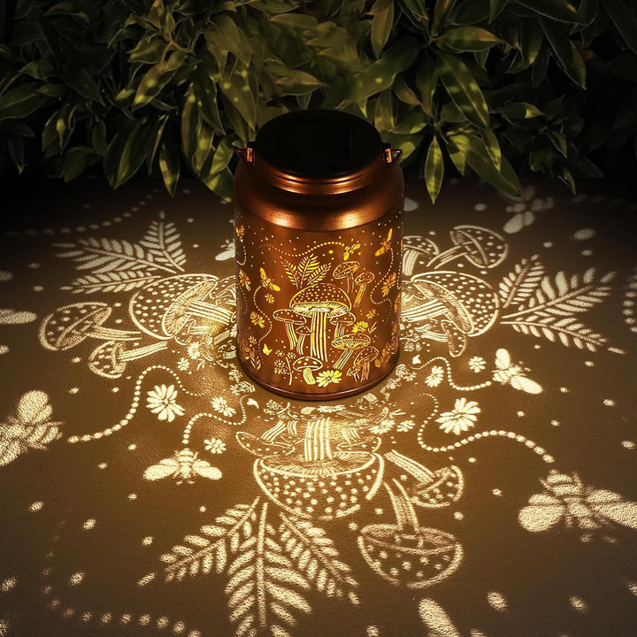 Intricate Metal Shadow Projection Table Lamp With Rechargeable LED Bowlift