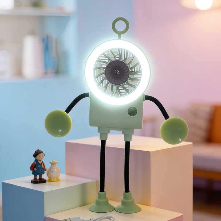 Ladies Creative Table Fan with LED Lighting and Flexible Mounting Bowlift