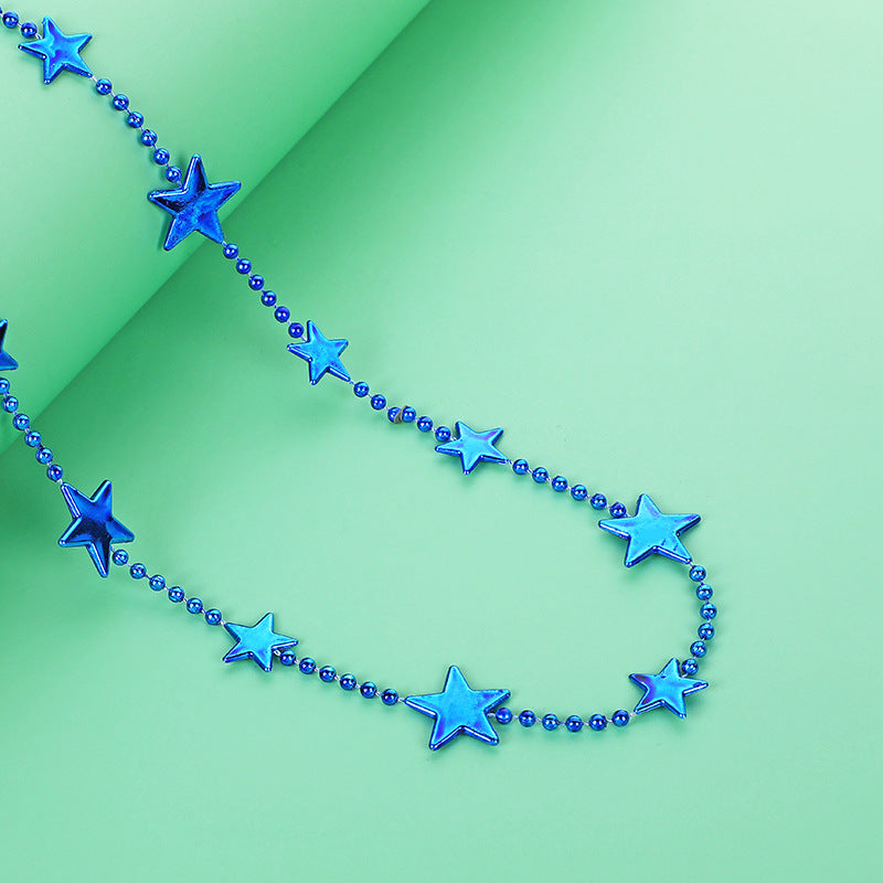 Women nan long Statement Necklace with star beads and ball chain Bowlift