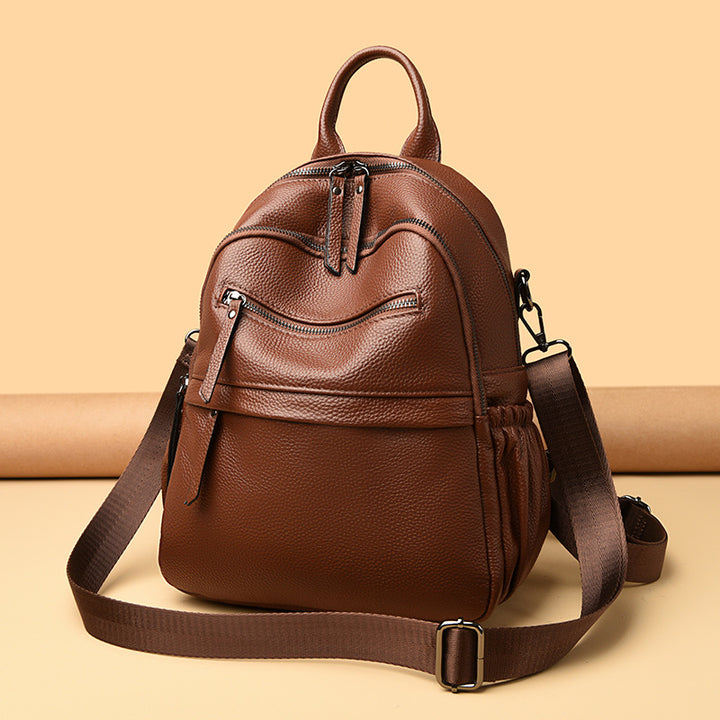 Multi-Functional Textured Leather Backpack Bowlift