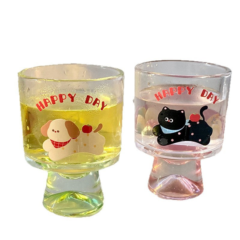 Glass chalice with cheerful cat motif Bowlift