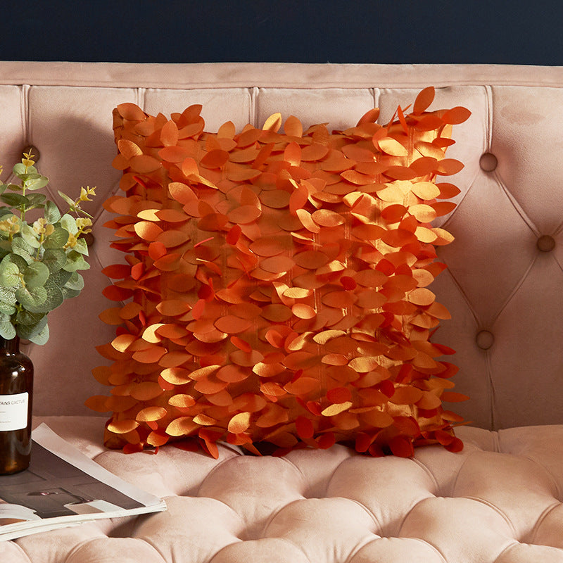 Luxurious Leaf-Patterned Decorative Pillow