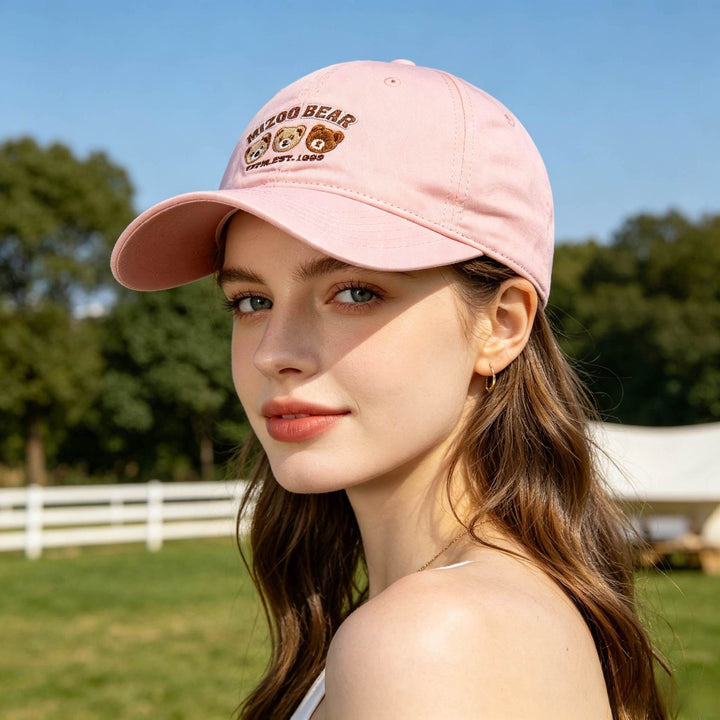 Women playful cotton cap with embroidered animal design Bowlift