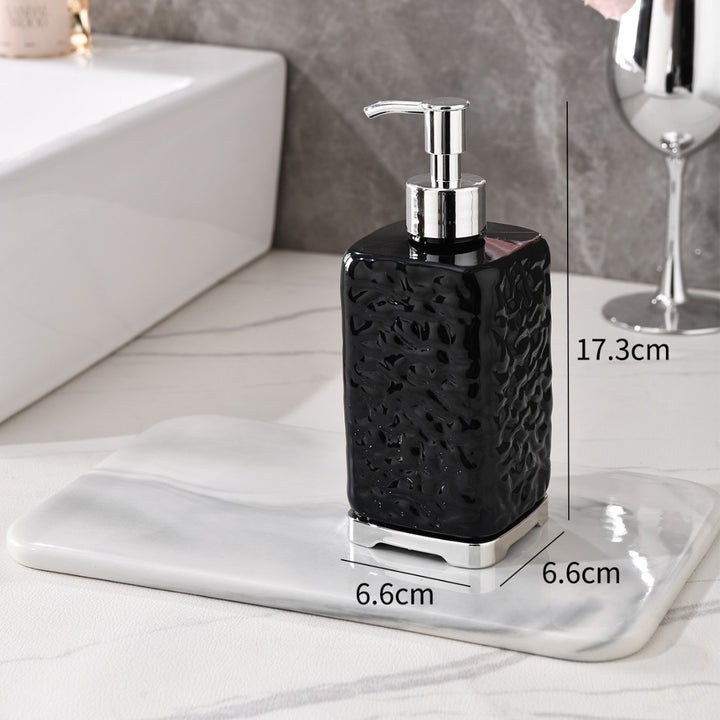 Textured Ceramic Soap Dispenser with Chrome Pump Bowlift