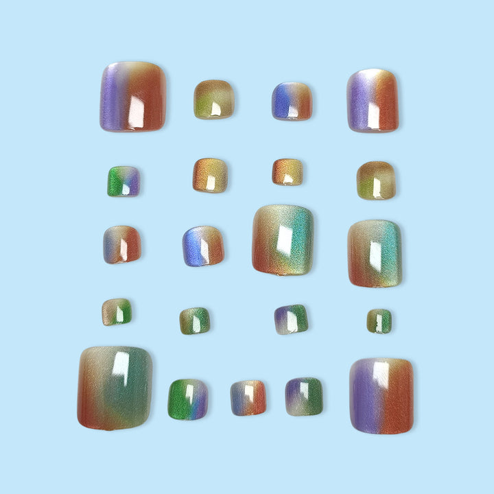 Artificial Nail Set with Sparkling Gradient and Glitter Bowlift