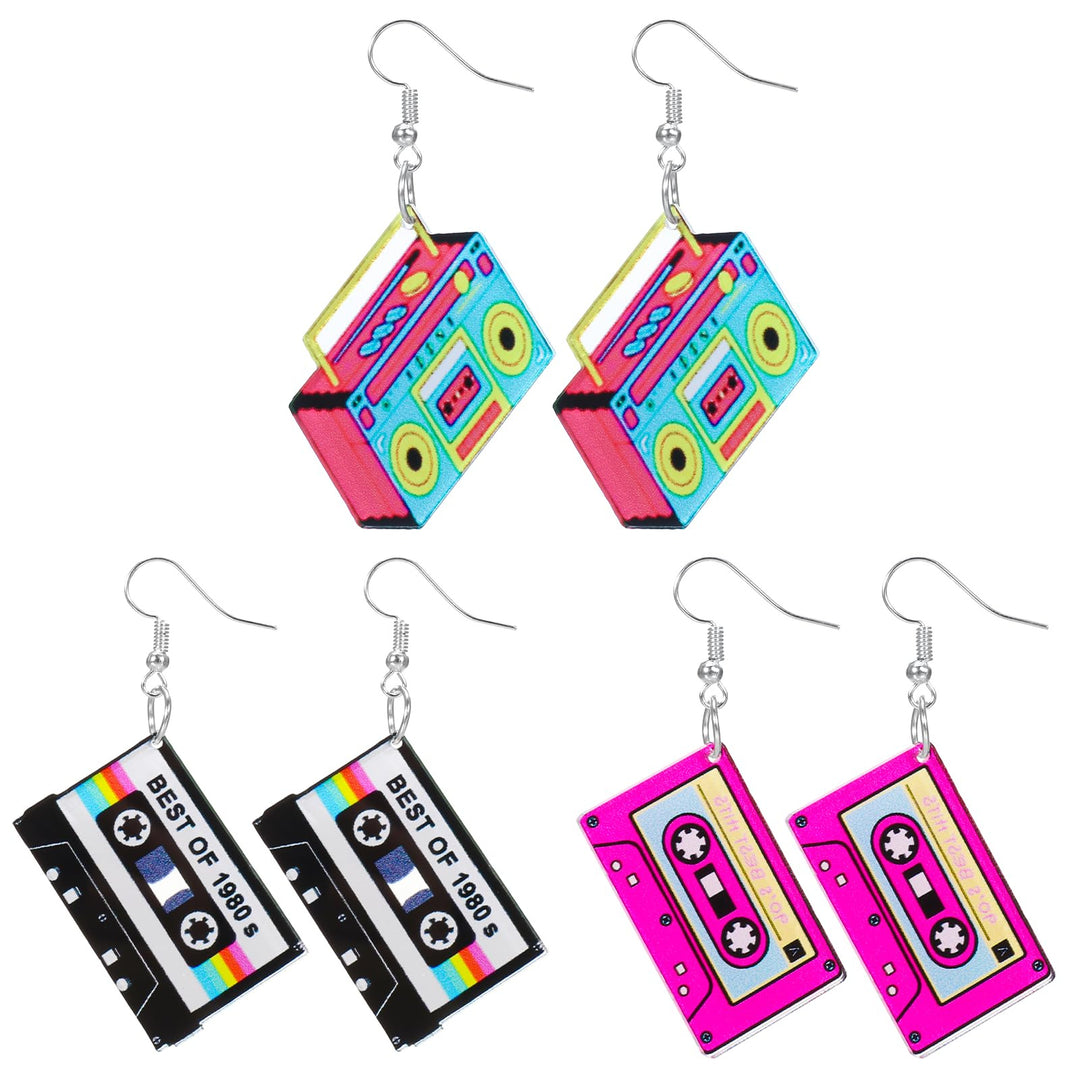 Retro-Inspired Cassette Tape Dangle Earrings Bowlift