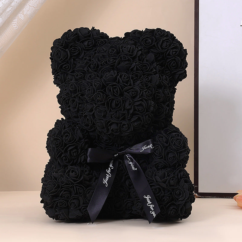Handcrafted Rose-Foam Teddy Bear Gift Sculpture With Heart Accent