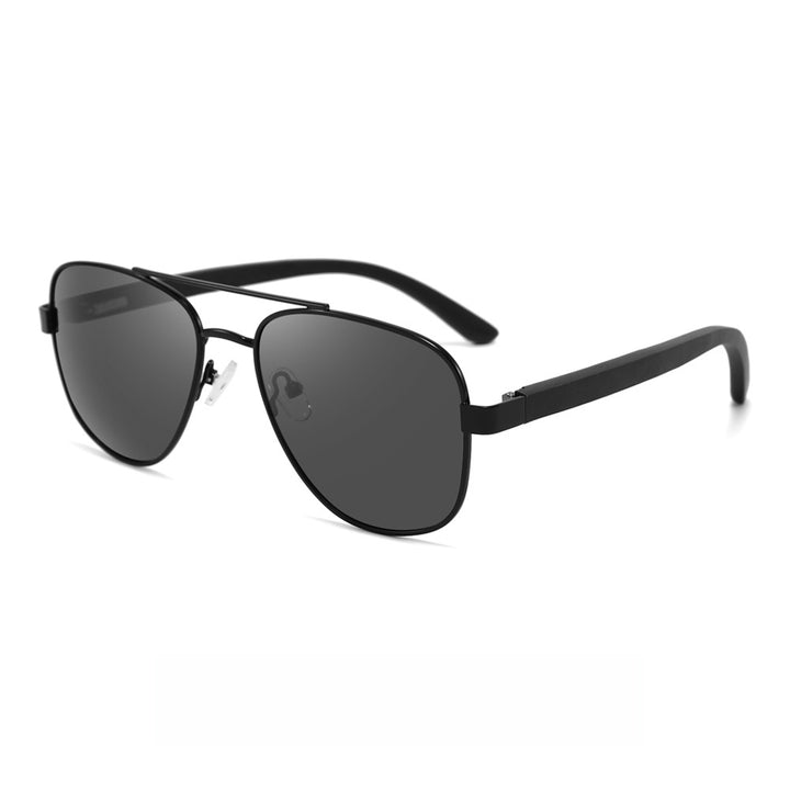 Rimless oversized cat eye polarized sunglasses with wood-effect temples Bowlift