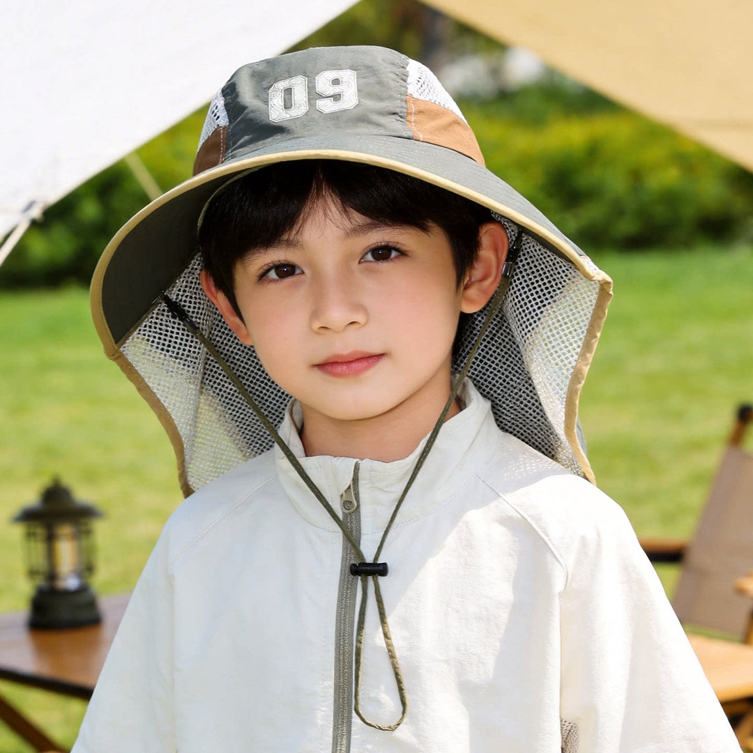 Kids' sun hat with breathable mesh neck protection and adjustable chin strap Bowlift