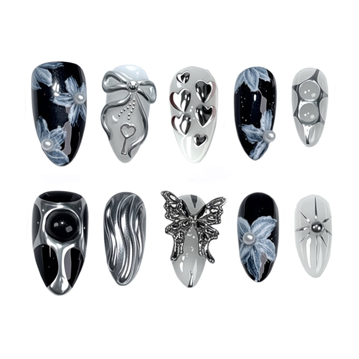 Acrylic nail set with glamorous golden accents Bowlift