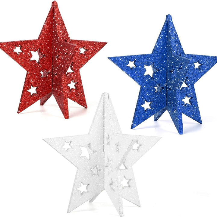 Unisex decorative table toppers made of wood with glittering star tops and ribbon Bowlift