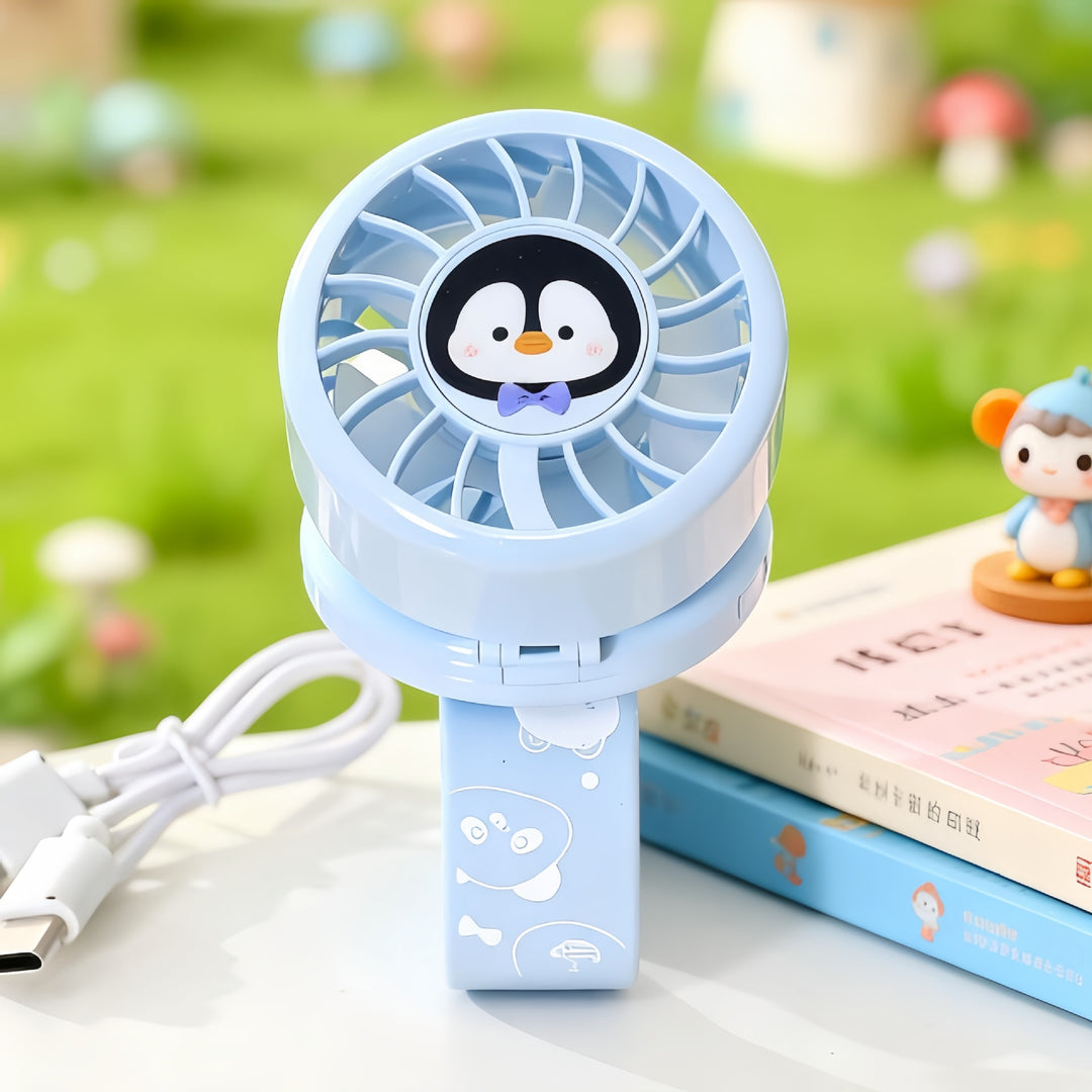 Women's Portable Hand Fan with Cute Animal Design and USB Charging Function Bowlift