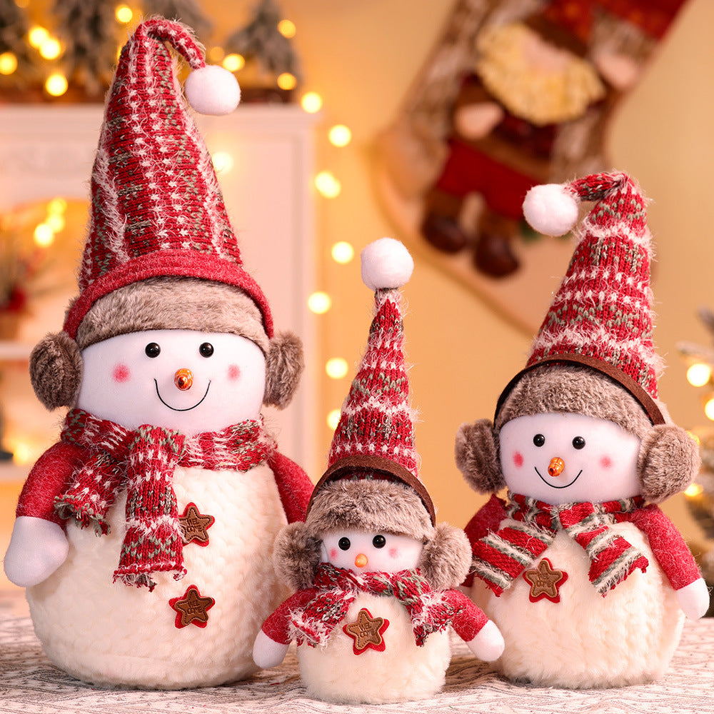 Decorative Plush Snowman Figurine