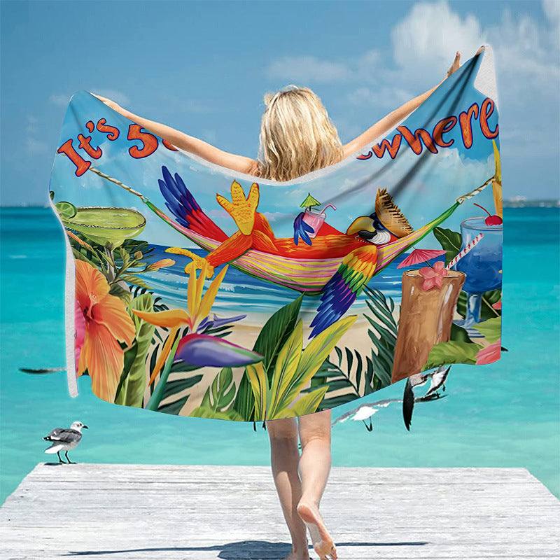 Beach towel with vibrant tropical motif Bowlift