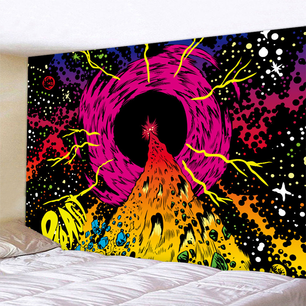 Large Woven Wall Tapestry Featuring Viking Skull Helmet And Crossed Axes Graphic