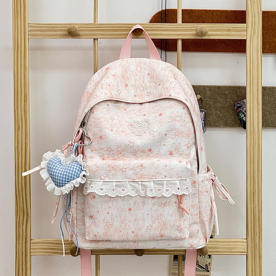 Cute Decorative Star-Embellished Backpack Bowlift