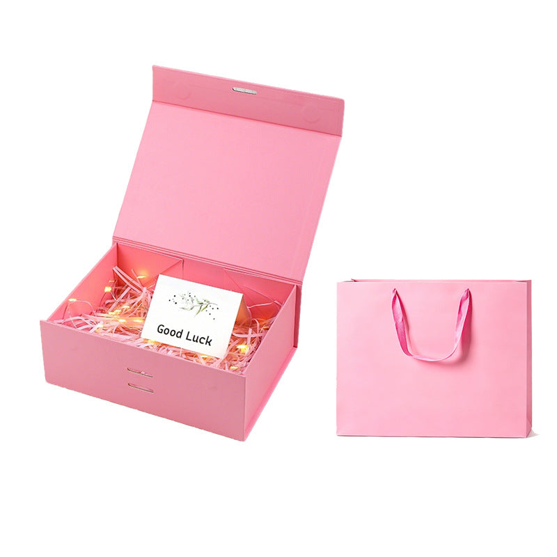 Premium magnetic gift presentation box with LED fairy lights and greeting card Bowlift
