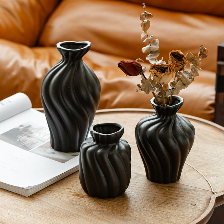 Wave-Designed Decorative Ceramic Vases