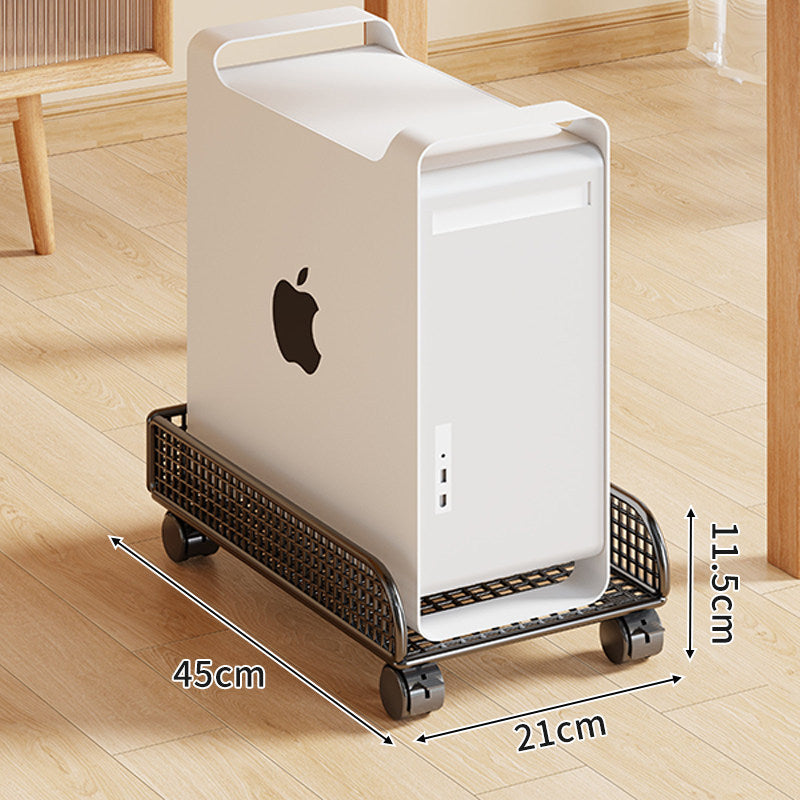 Under-Desk Rolling PC Tower Stand with Mesh Tray and Locking Casters