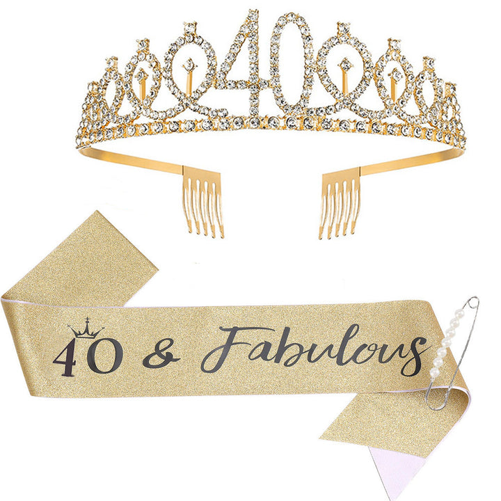 Ladies Sparkling Tiara with personalized 80th Birthday Inscription Bowlift